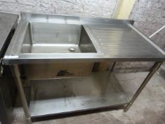 Stainless Steel Commercial Sink Unit with Under Shelf & Right Hand Drainer