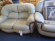 Leather 2 Seat Settee & Chair