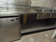 Stainless Steel Double Bowl Sink with Left Hand Drainer & Under Shelf Ref: HL 124