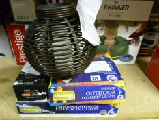 3 Sets of Coloured Indoor & Outdoor Lights & Hanging Lantern