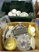 2 Boxes of Bric--Brac including Biscuit Barrels - Glassware etc
