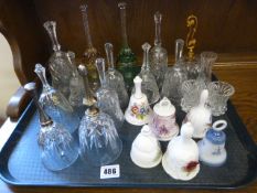 Tray of Glass & China Bells