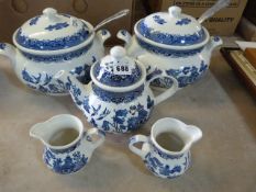 2 Churchill Blue & White Tureens - Teapot etc