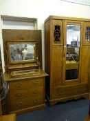 Art Nouveau Mirrored Wardrobe & Dressing Table