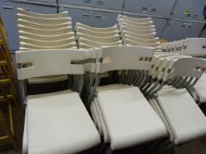 51 Tubular Framed Stackable Chairs with White Plastic Seats & Backs