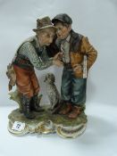 Large Capo Di Monte Hunting Scene Figurine