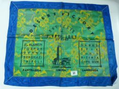 Silk Souvenir Depicting The Desert Victory of The 8th Army in The North African Campaign