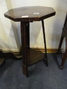 Oak Art Nouveau Style Plant Stand