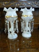 Pair of Victorian Lustres with Glass Drops