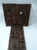 3 Carved Wood Panels