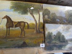 3 Unframed Oil on Canvas Paintings