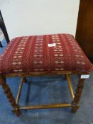 Padded Foot Stool on Barley Twist Legs