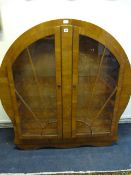 Art Deco Walnut Sunburst Display Cabinet