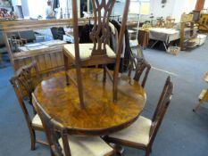 Circular Walnut Victorian Breakfast Table + 6 Chairs