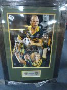 Framed & Autographed Print of Australian Rugby League Player Darren Lockyer