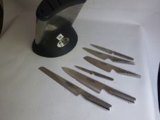*7 Piece Set Of Global Knifes and Block