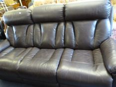 *DARK BROWN LEATHER RECLINING SETTEE