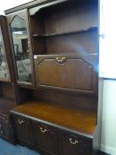 Mahogany Wall Unit with Glazed Door and Pull Down Bar