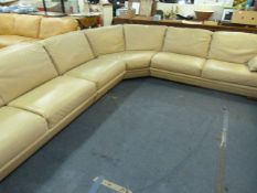 Large Leather Cream Corner Sofa