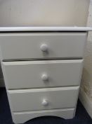 3 Drawer White Melamine Bedside Table