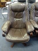 Brown Leather Chair on Swivel Base