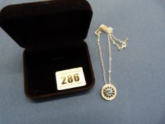 Silver Coloured Necklace with Blue Stone Pendant