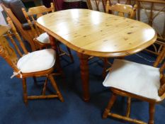 Extending Pine Oval Table with 4 Chairs