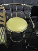 Chrome High Seat Bar Stool with Cream Faux Leather Seat
