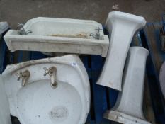 Pallet Containing 2 Wash Hand Basins with Pedestals