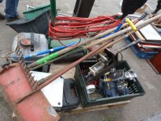 Pallet Containing Assorted Tools - Beer Pump - Lawn Mower - Compressor etc