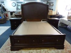 Mahogany Kingsize Drawer Divan with Matching Bed Side Cabinets