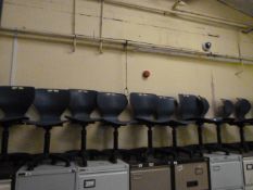 13 Operator's Chairs with Blue Plastic Mouded Seats & Backs