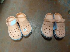 2 Pairs of Peach Crocs Size 6