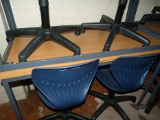 4 Grey Metal Framed Work Tables with Beech Tops