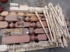 Pine & Mahogany Newel Posts - Spindles etc