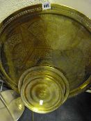 3 Circular Brass Engraved Trays