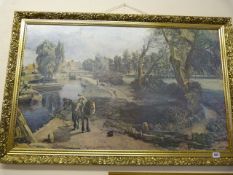Gilt Framed Print Depicting A Canal Scene