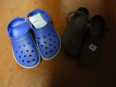 2 Pairs of Size 6.5 Crocs - 1 Pink 1 Blue