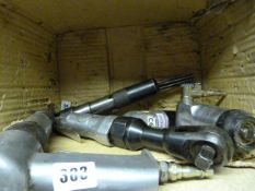 Box Containing 5 Pneumatic Tools Including Socket Guns - Drills - Needle Gun etc