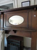 Edwardian Mahogany Fire Surround with Bevelled Glass Oval Mirror