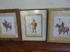 3 Prints Depicting Medieval Soldiers
