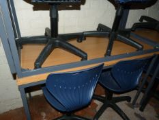 5 Metal Framed Work Tables with Beech Tops