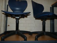 6 Swivel Chairs with Blue Plastic Moulded Seats
