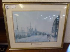 Gilt Framed Print of Hull Docks by Night