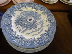 8 Blue & White Plates & 2 Wedgewood Plates