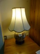 Oriental Style Table Lamp with Cream Shade