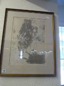 Framed Artist Proof by K F Fowler 1979 Donkey Girl