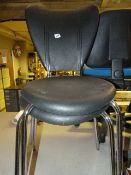 Pair of Chrome Framed Black Stackable Chairs with Black Plastic Seats & Backs