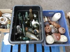 Assorted Antique Bottles - Stone Jars etc