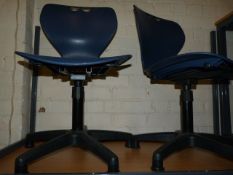 6 Swivel Chairs with Blue Plastic Moulded Seats